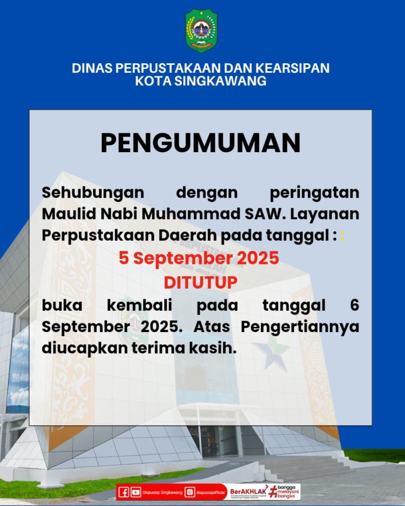 Penutupan Layanan Perpusda memperingati Maulid Nabi Muhammad SAW tahun 2025